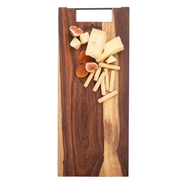 Pure Rose Wood Serveerplank recht met metalen handvat 49 cm uit het 0 Barbecue accessoires assortiment Uitverkoop