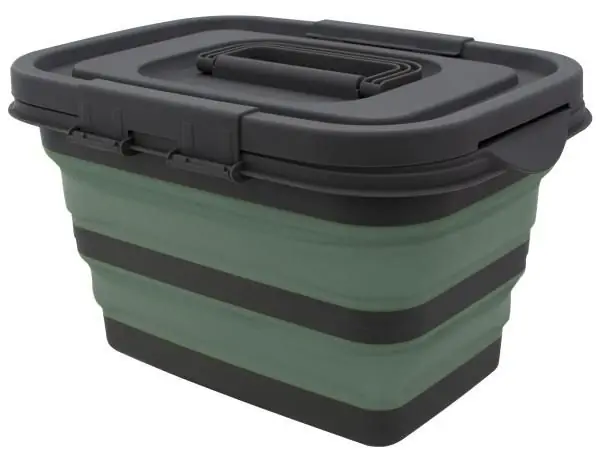 Opvouwbare mand met deksel M see green uit het Eurotrail Opbergkisten assortiment Voordeelprijs