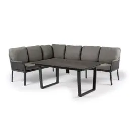 Tierra Outdoor Liv lounge dining set links charcoal met dining tafel forest grey 150 x 90 cm Merkproduct