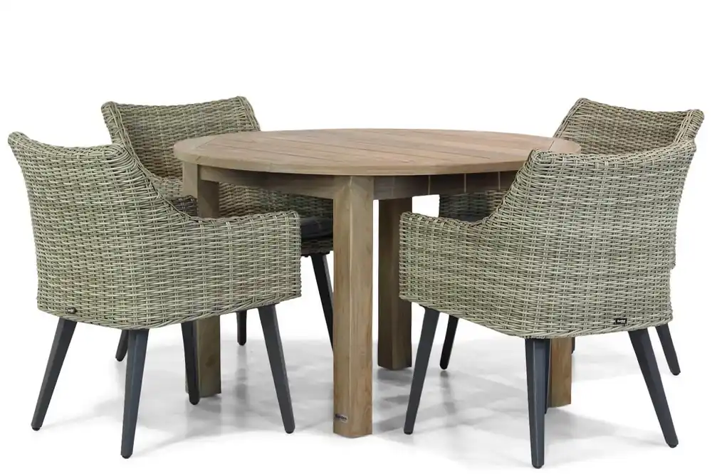 Koop Online Garden Collections Milton/Brighton 120 cm rond dining tuinset 5-delig
