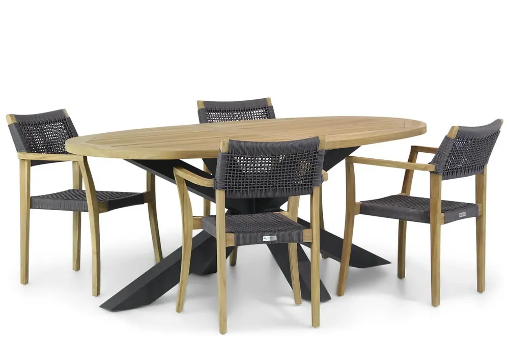 Beperkte Voorraad Lifestyle Dallas/Brookline 200 cm ovaal dining tuinset 5-delig