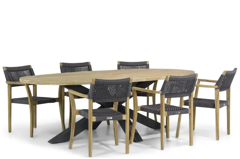 Lifestyle Dallas/Brookline 240 cm ovaal dining tuinset 7-delig Gereduceerde Prijs