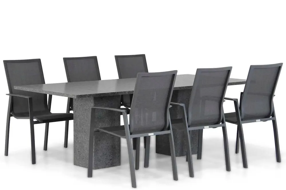 Express Levering Lifestyle Ultimate/Graniet 220 cm dining tuinset 7-delig