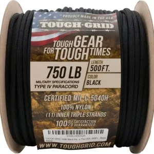 Aanbieding TOUGH-GRID 750 Paracord Type IV 152 meter Zwart